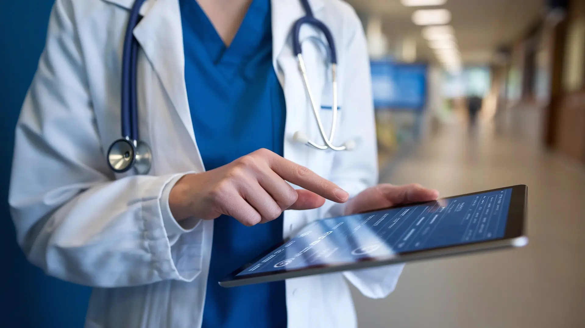 Doctor using a digital tablet